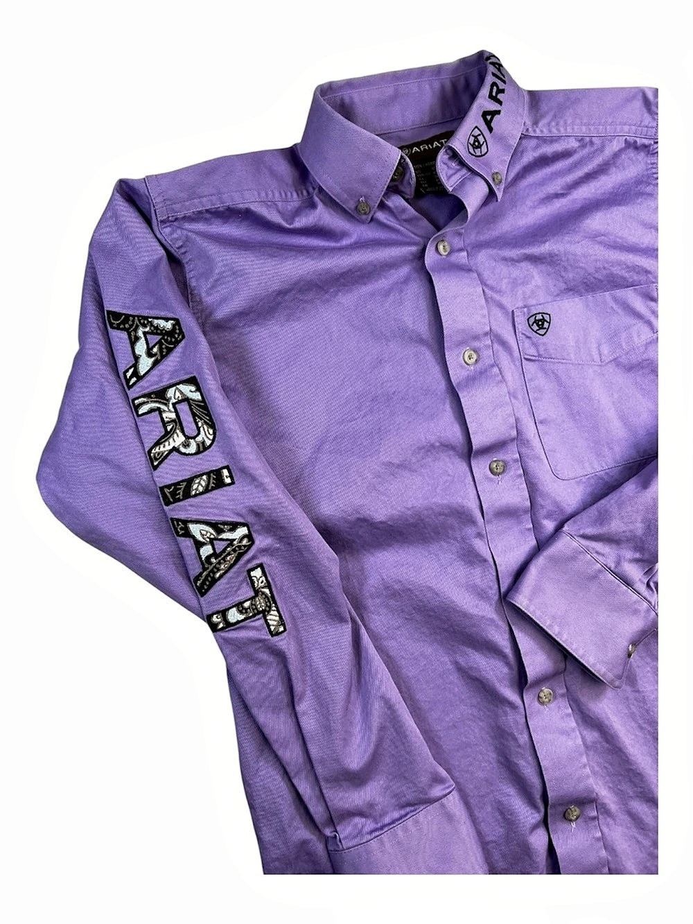 Ariat Men’s XS Purple Western Button Down Shirt Embroidered Logo Rodeo Cowboy